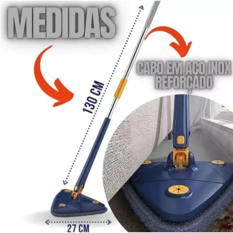 Mop Triangular 360°: Limpeza Fácil e Prática para Piso, Janela e Teto