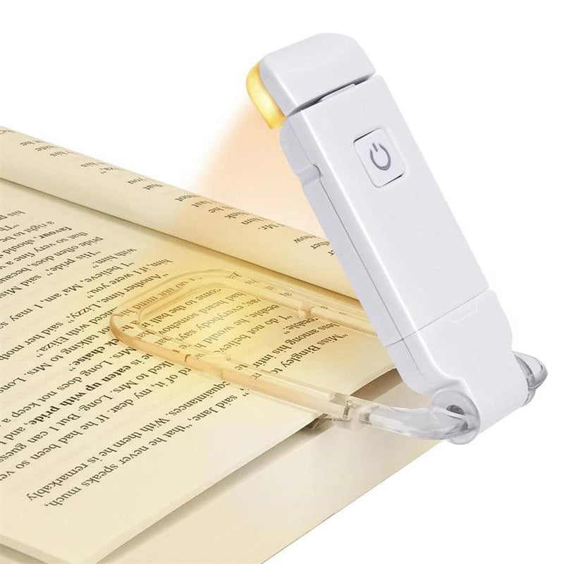 USB recarregável LED Book Light, Brilho ajustável para proteção ocular, Luz de marcador portátil para leitura na cama e no carro