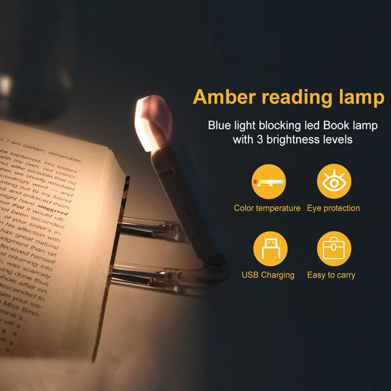 USB recarregável LED Book Light, Brilho ajustável para proteção ocular, Luz de marcador portátil para leitura na cama e no carro