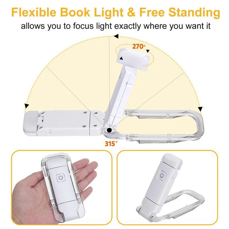 USB recarregável LED Book Light, Brilho ajustável para proteção ocular, Luz de marcador portátil para leitura na cama e no carro